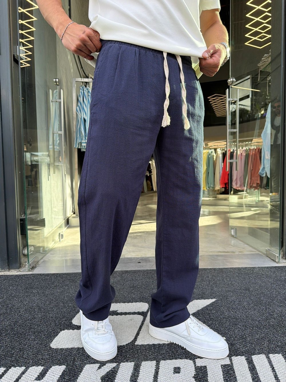 Lacivert NGR Keten Pantolon