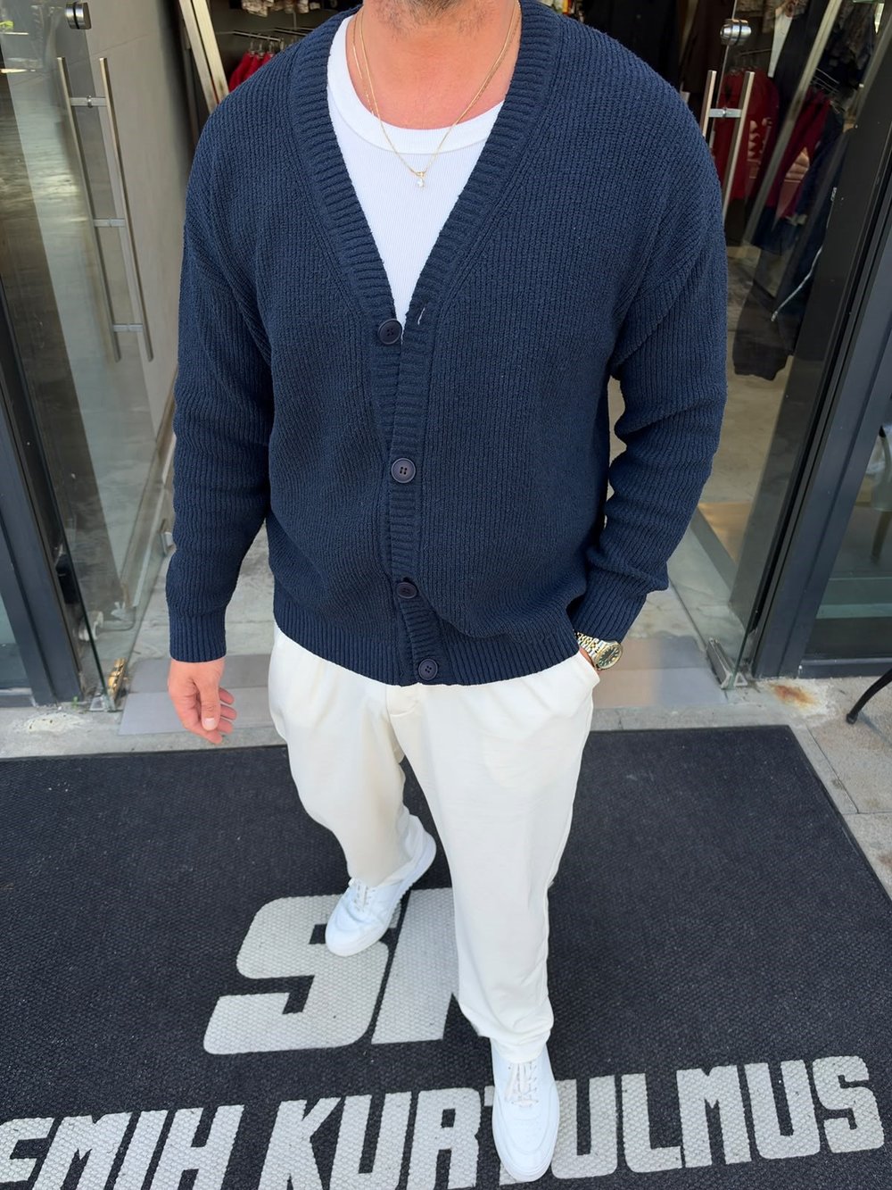 Lacivert Oversize Triko Hırka SF88