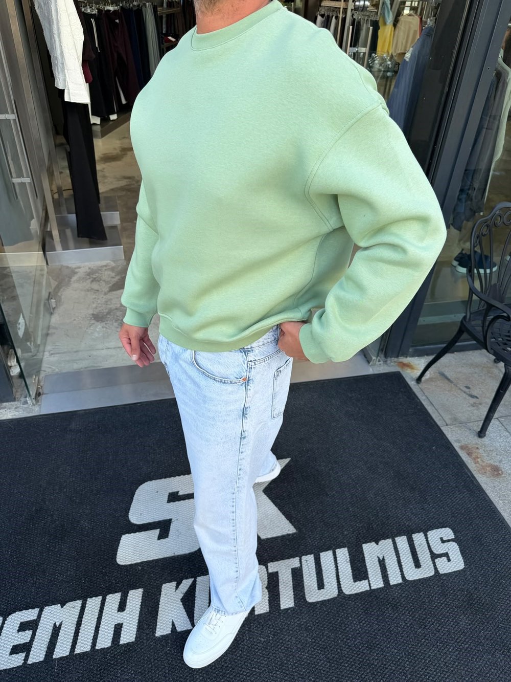 Mint Yeşil Boxy Fit Basic Sweat SN5102