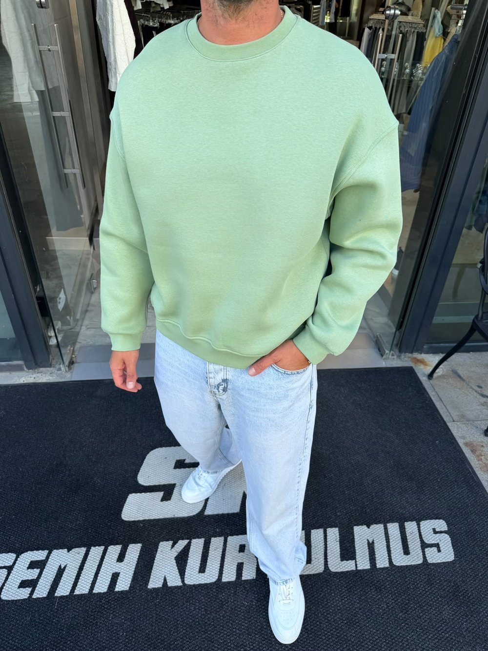 Mint Yeşil Boxy Fit Basic Sweat SN5102