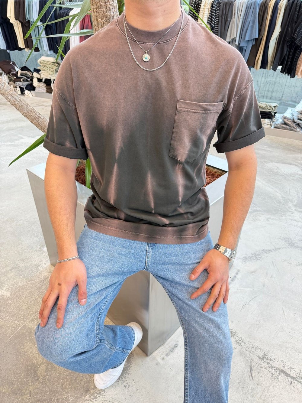 Mürdün Yıkamalı Cepli T-Shirt E7165
