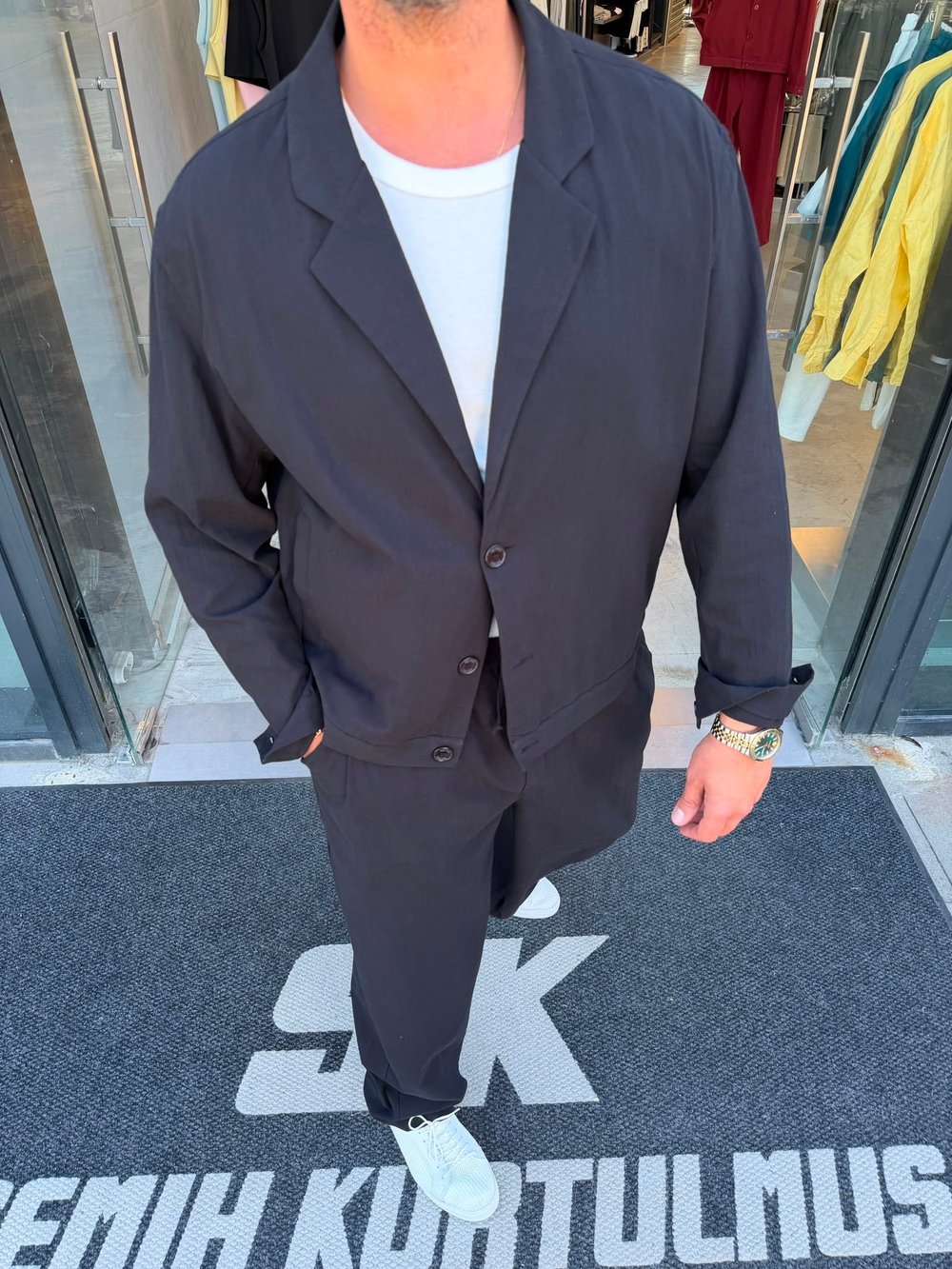RT Siyah %100 Cotton Keten Oversize Takım