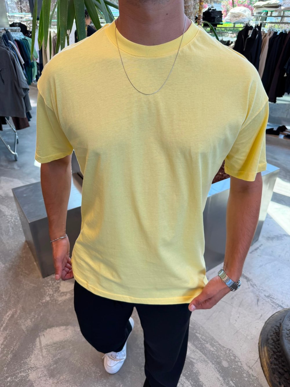 Sarı Qawis Oversize Basic T-Shirt QW01