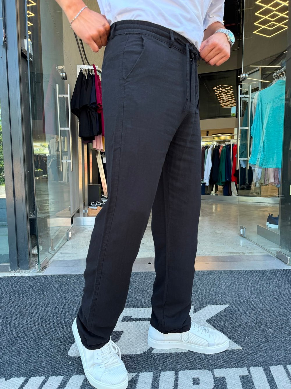Siyah İpli Keten Pantolon WE5071