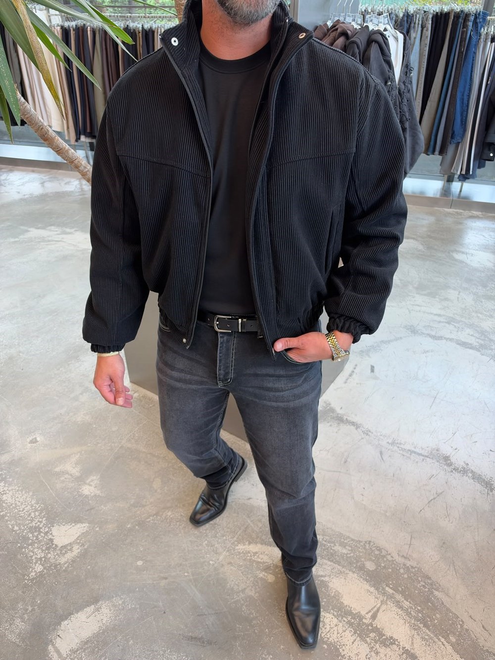 Siyah Kadife Bomber Mont SN4587