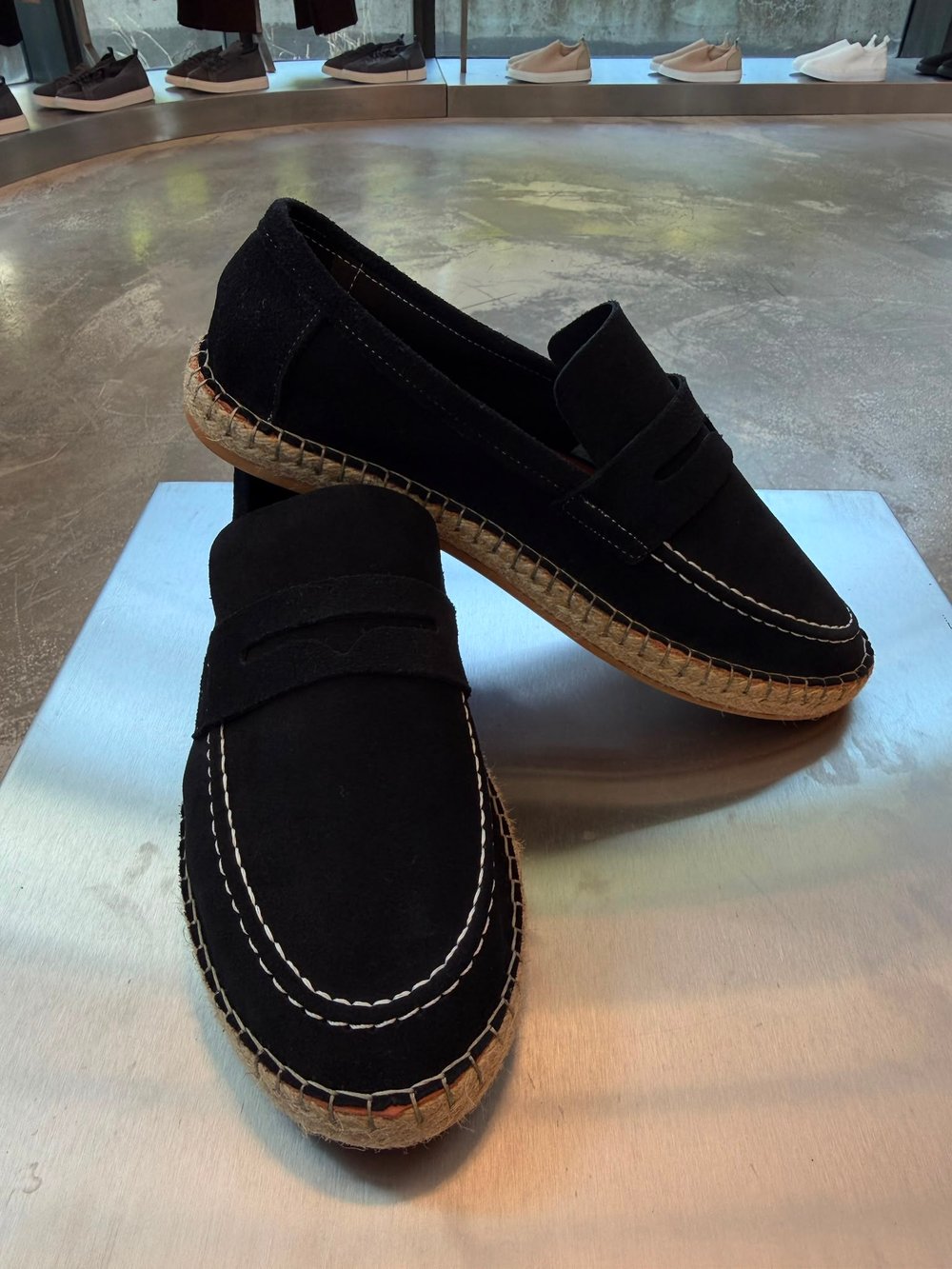 Siyah LK Deri Hasır Tabanlı Loafer