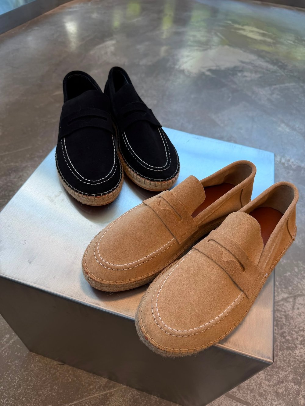 Siyah LK Deri Hasır Tabanlı Loafer