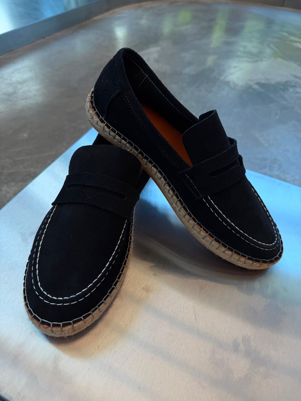 Siyah LK Deri Hasır Tabanlı Loafer