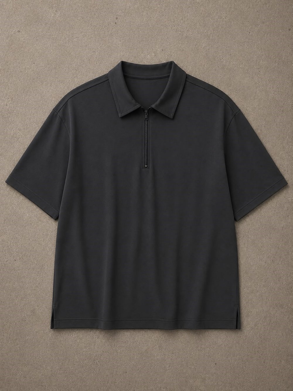 Siyah Modal Fermuarlı T-Shirt