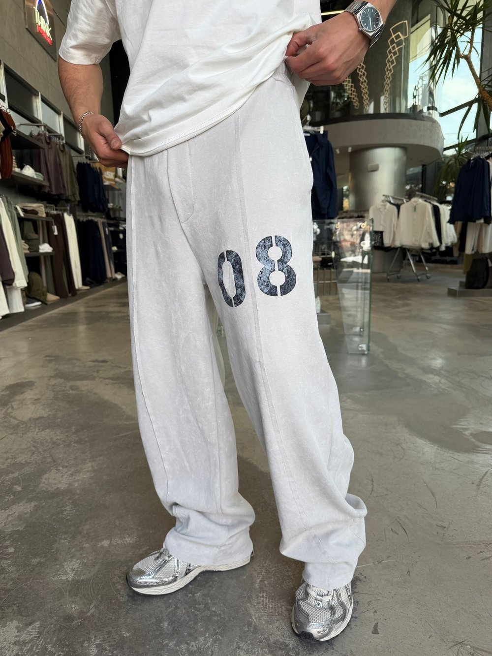 Gri Yıkamalı Baggy Eşofman Altı ES08