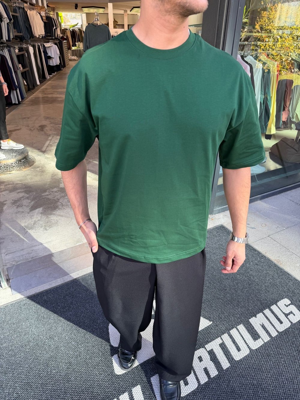 Yeşil SNZ Box-Fıt Basic T-shirt 