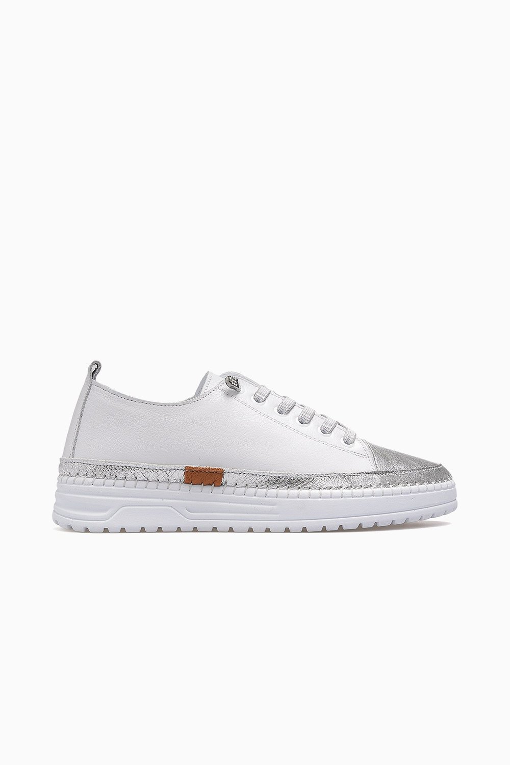 Kadın Deri Deri Sneaker Ayakkabı 26150001Y-BEYAZ/GÜMÜŞ
