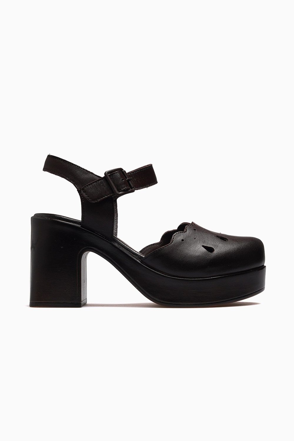 Kadın Deri Platform Topuk Sandalet 2217001Y-KAHVE