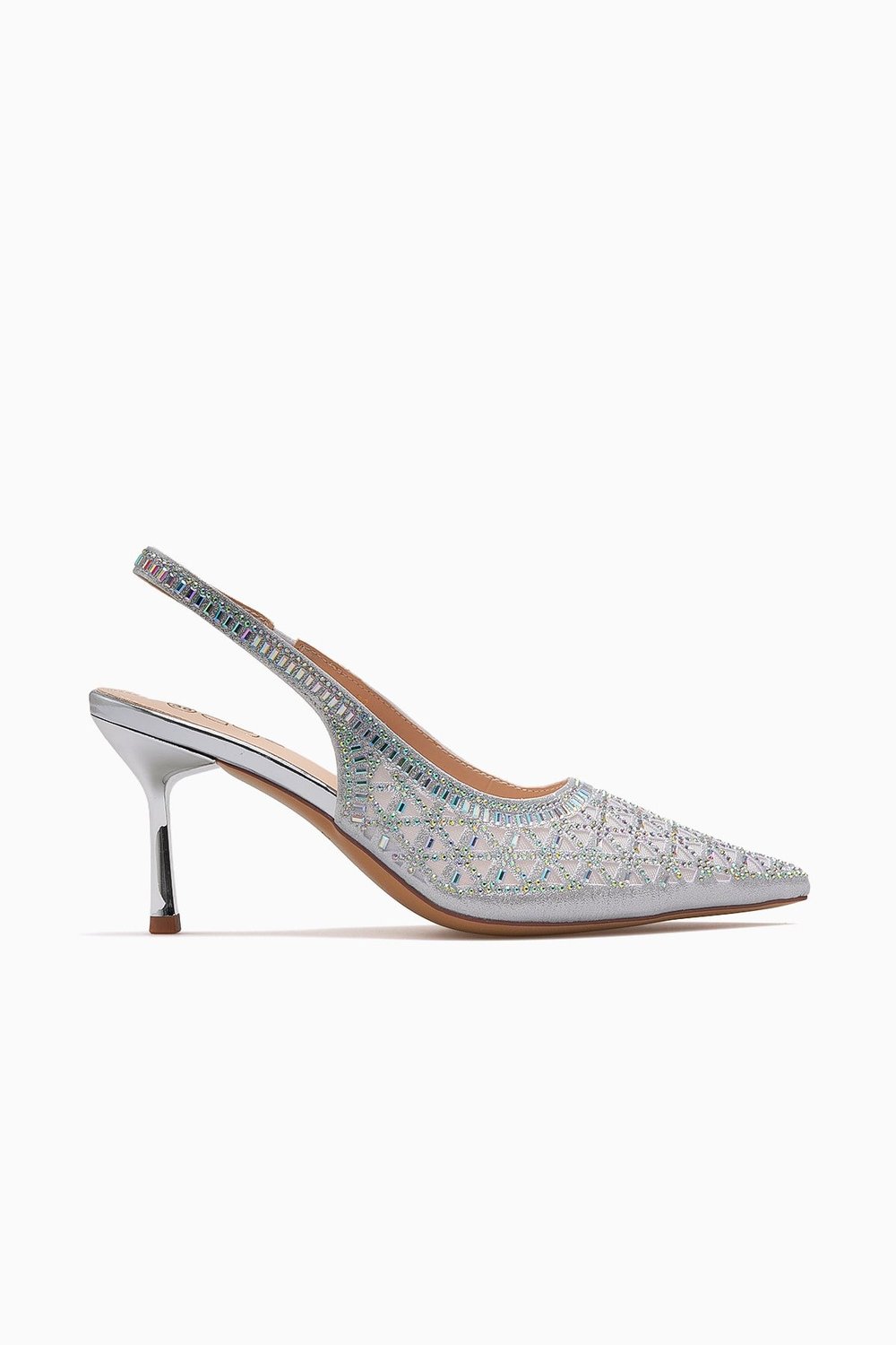 Kadın Taş Detaylı Stiletto Ayakkabı 26Y484-GÜMÜŞ