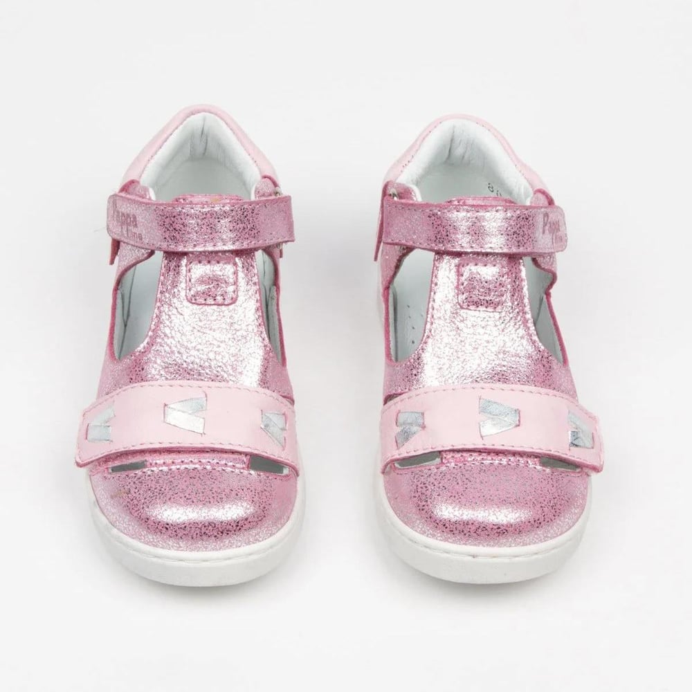 Pappa Kız Çocuk Pembe Simli Deri Sandalet B0802-03