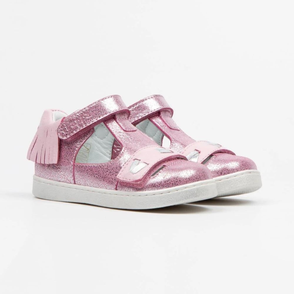 Pappa Kız Çocuk Pembe Simli Deri Sandalet B0802-03