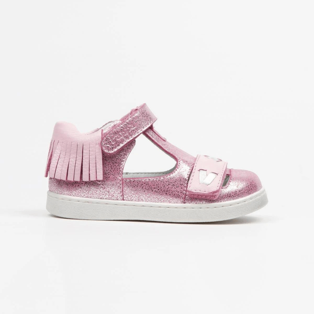 Pappa Kız Çocuk Pembe Simli Deri Sandalet B0802-03