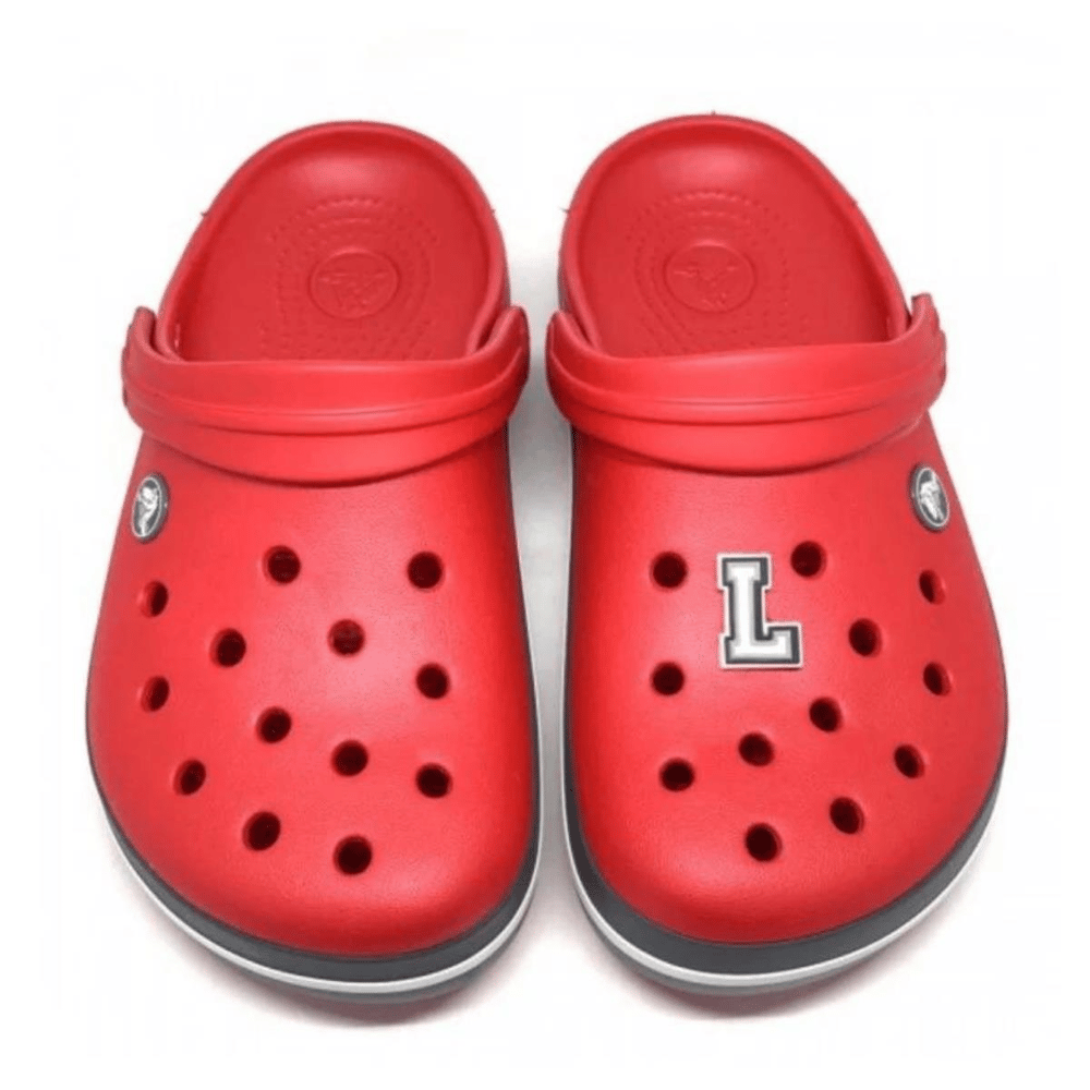 Paqpa 1137 Crocs Terlik Süsü Jibbitz Siyah Beyaz Harf L