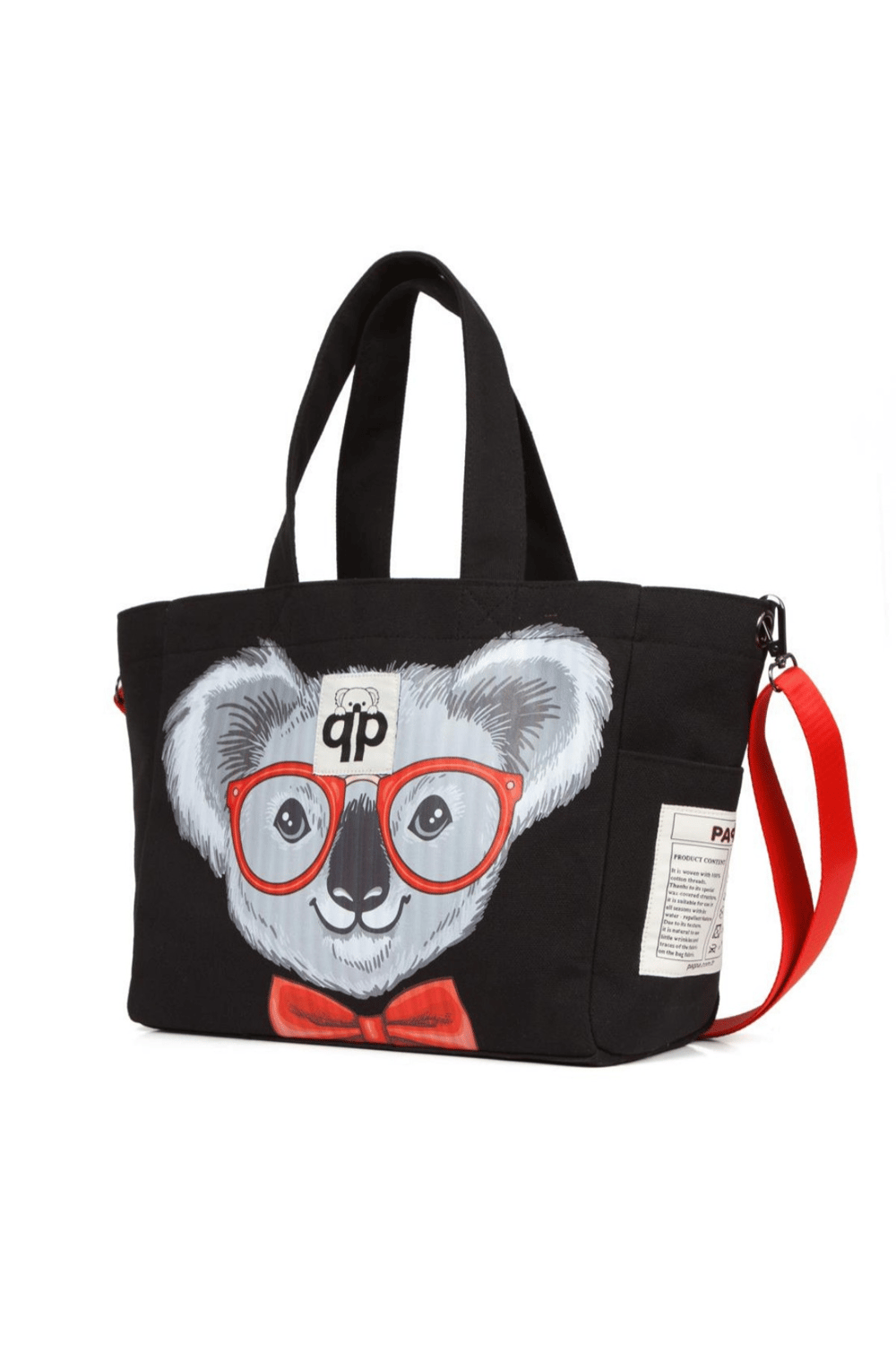 qp Ponza Siyah - Koala Desenli Kadın El ve Omuz Çantası QP1004-00