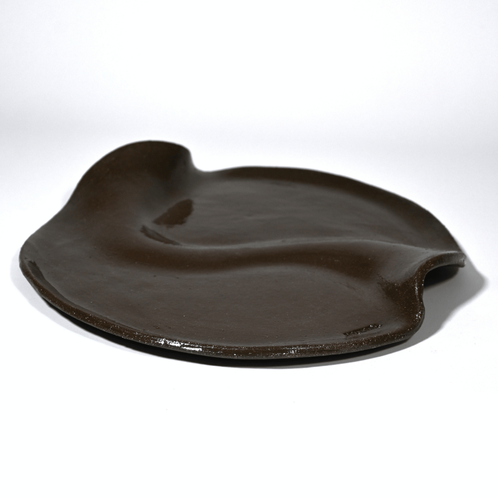 Stoneware Kahverengi Amorf Sunum Tabağı