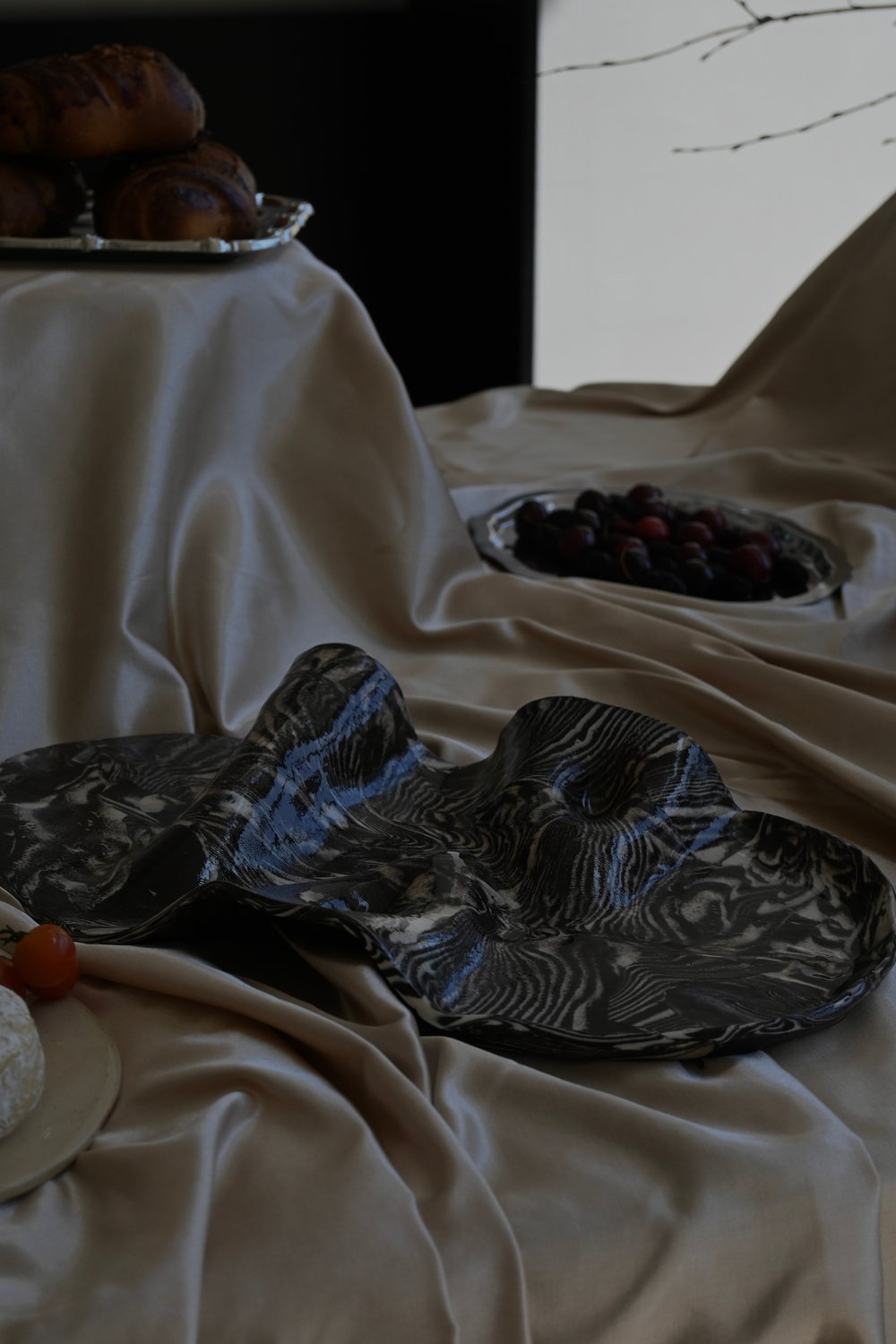 Stoneware Siyah Zebra Sunum Tabağı