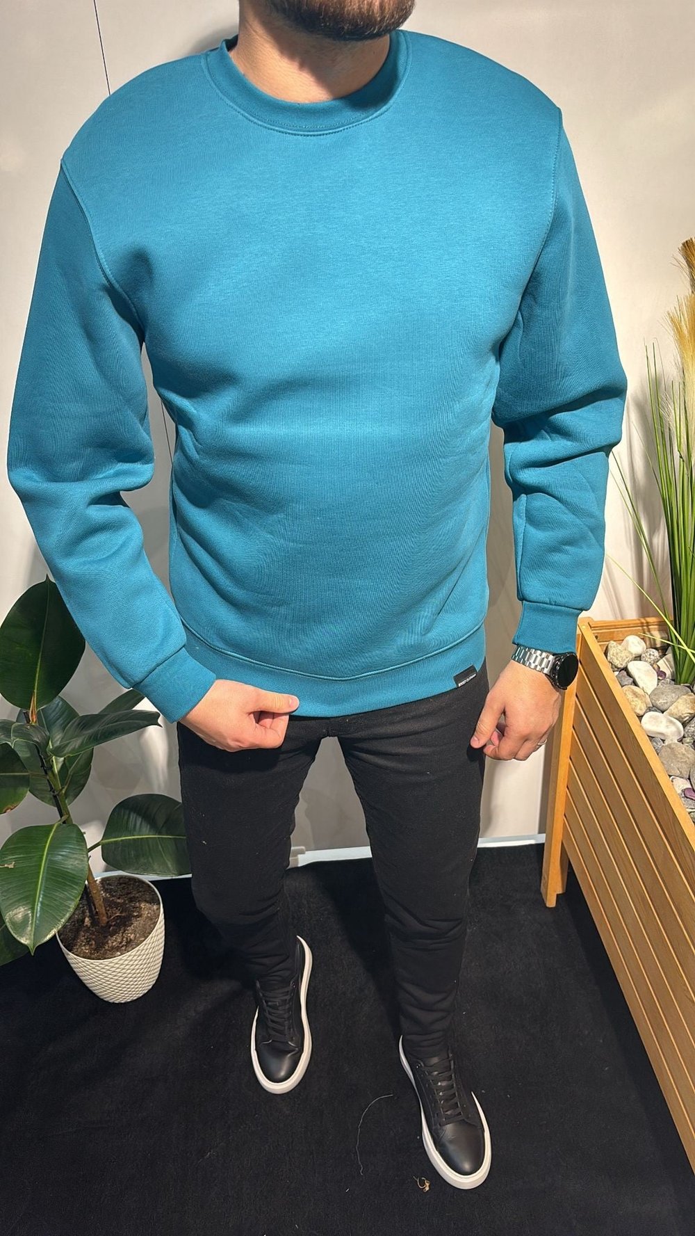 MAVİ BASKISIZ SWEATSHIRT