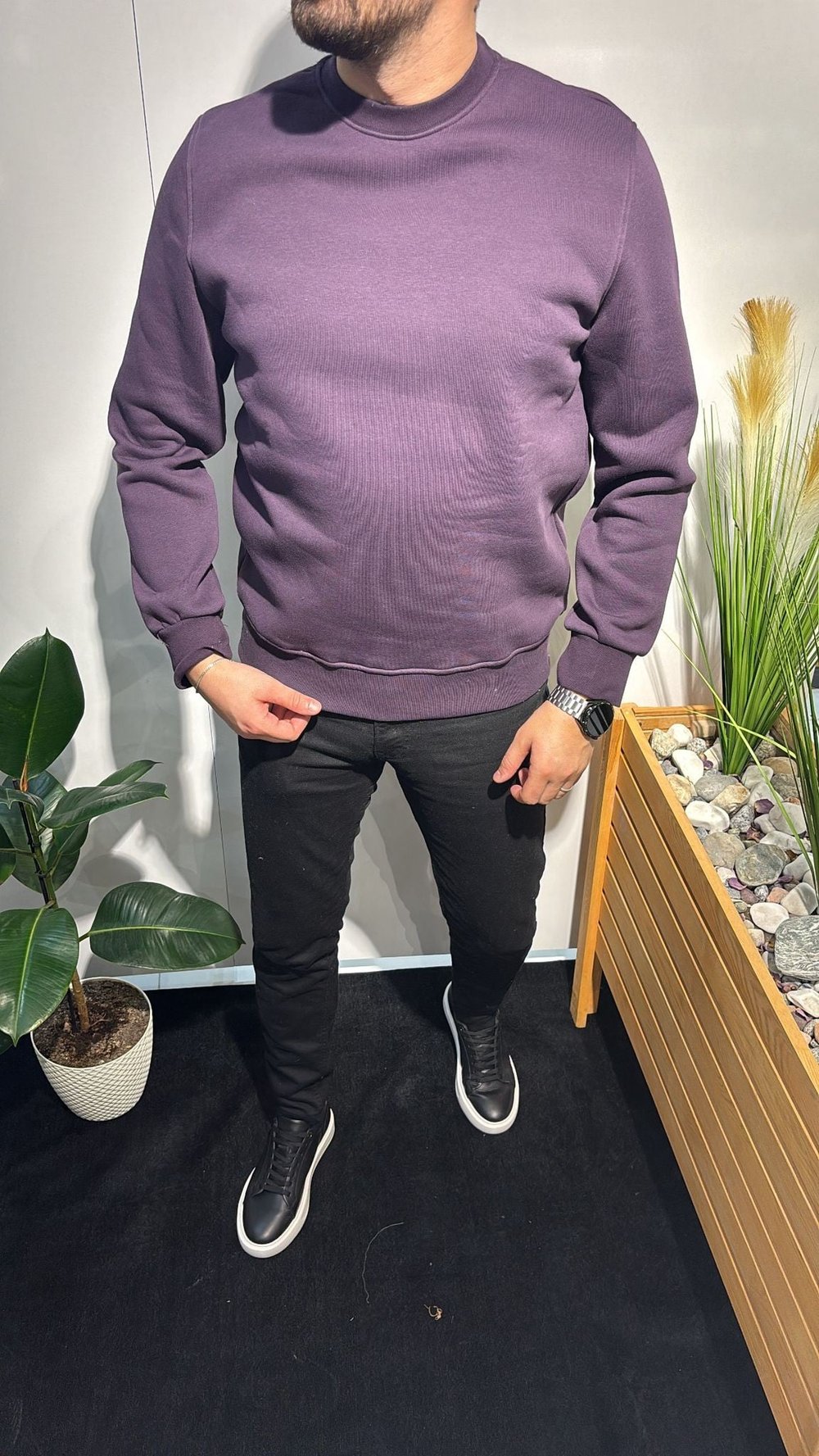 MOR BASKISIZ SWEATSHIRT