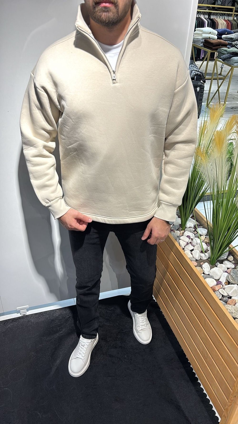 YARI FERMUARLI BEJ SWEAT