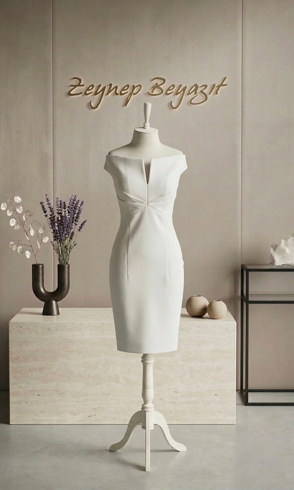 Beyaz Straplez Modern Elbise
