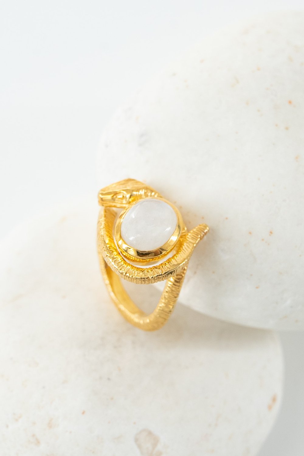 Ay Taşı (Moonstone) Taşlı Gümüş Yüzük