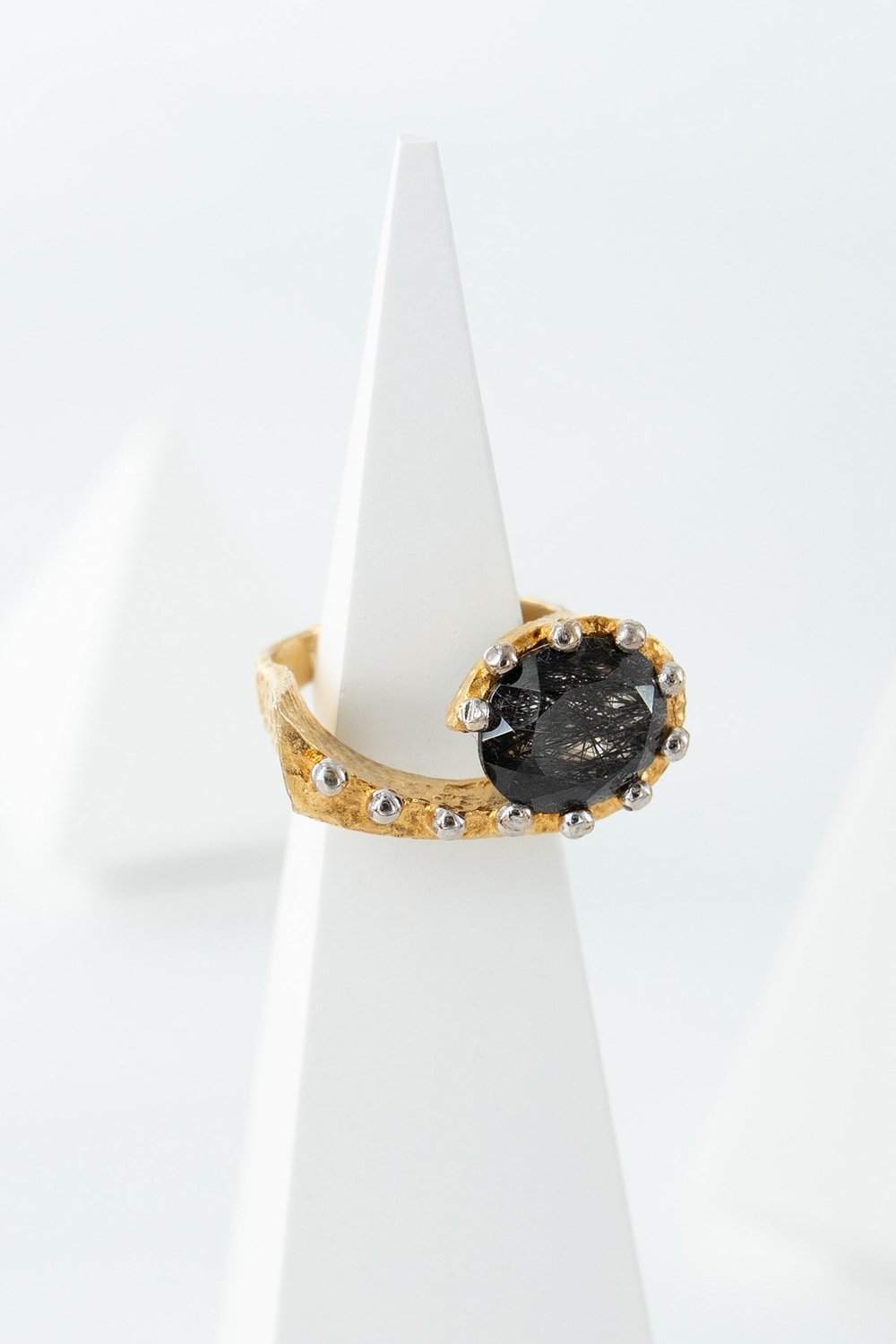 Black Rutil (Rutil Kuvars) Taşlı Gümüş Yüzük