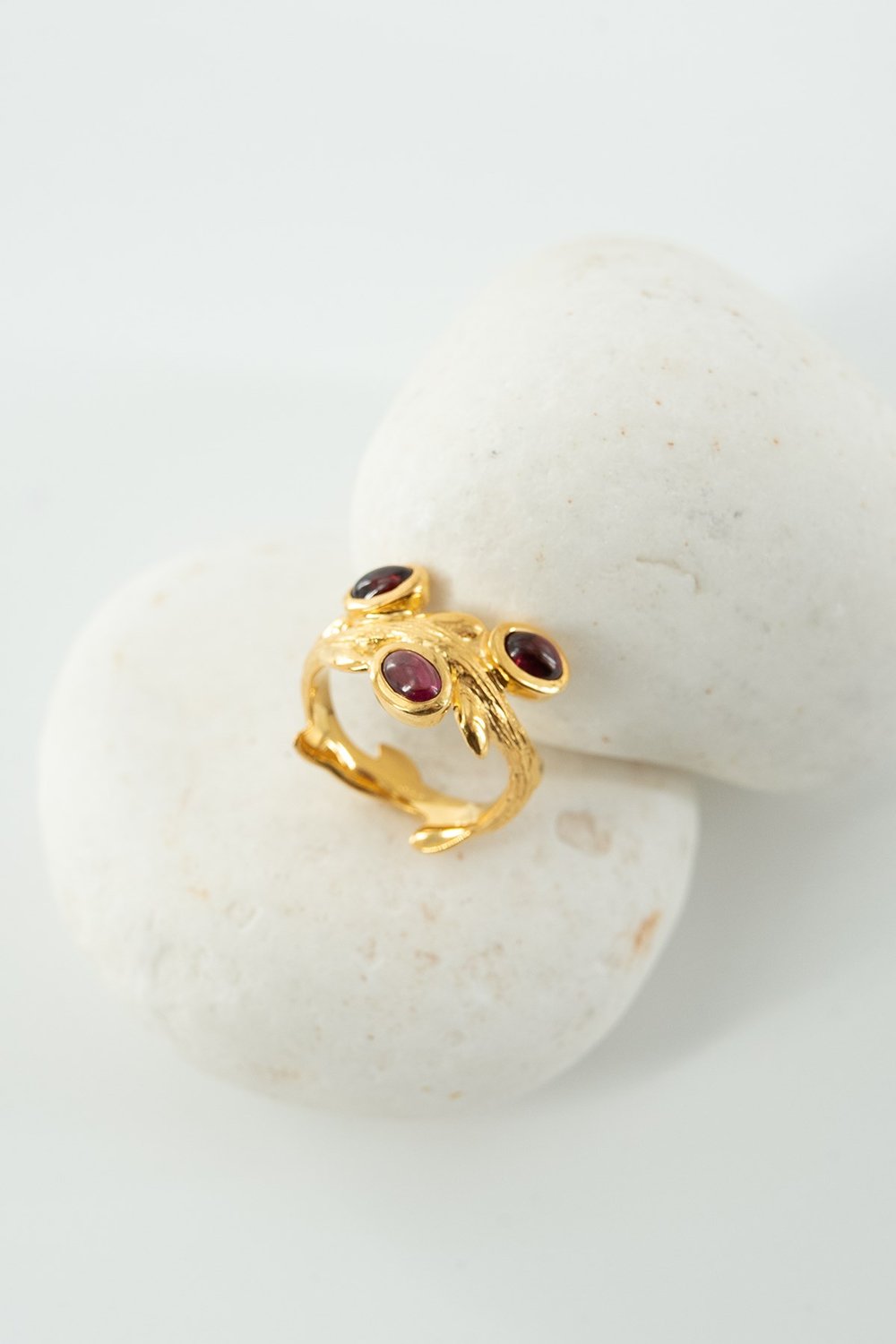 Garnet Taşlı Gümüş Yüzük
