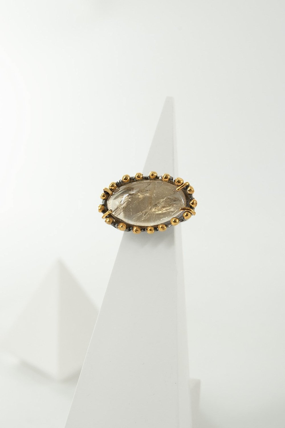 Gold Rutil Quartz Taşlı Gümüş Yüzük