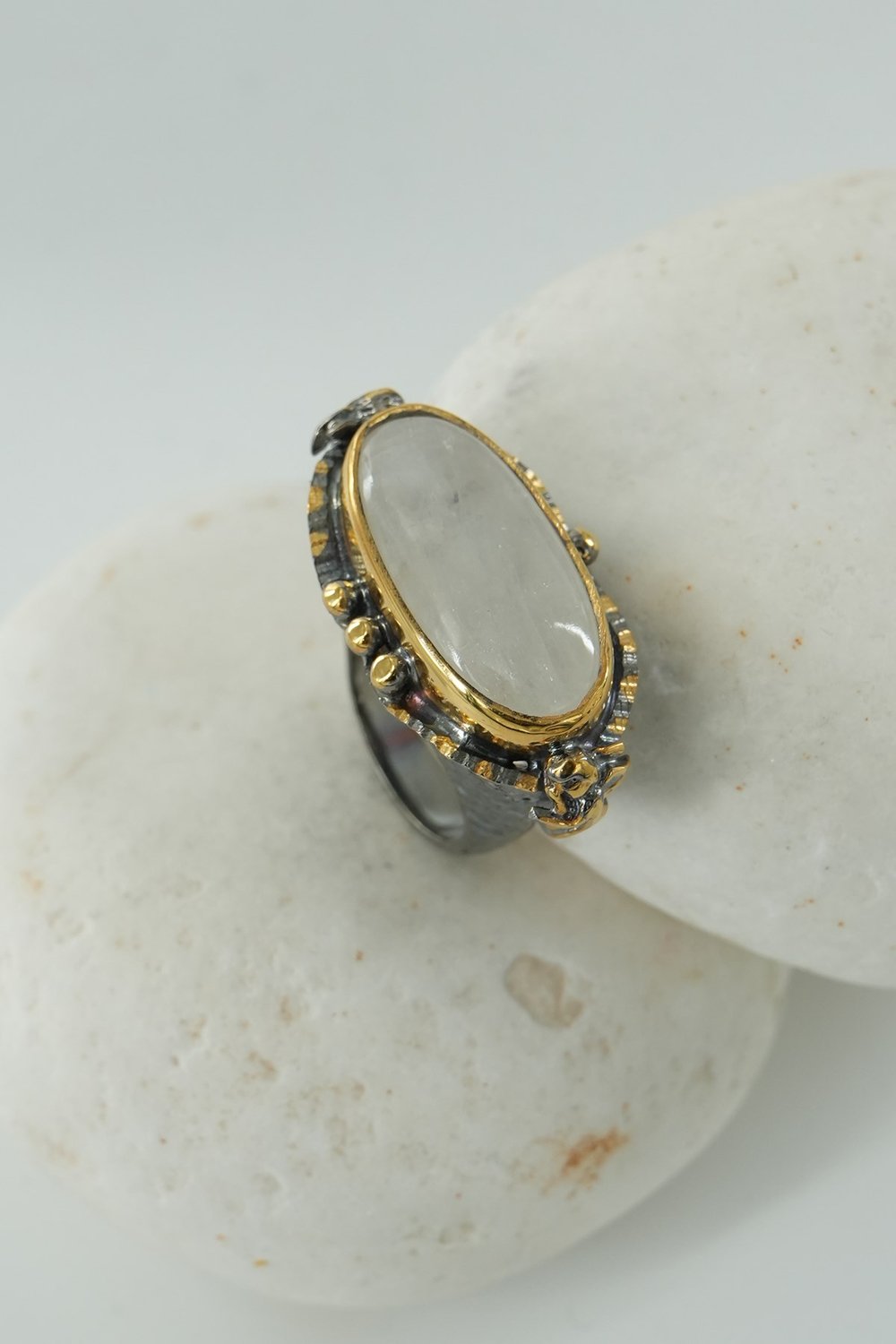 Moon Stone Taşlı Gümüş Yüzük  