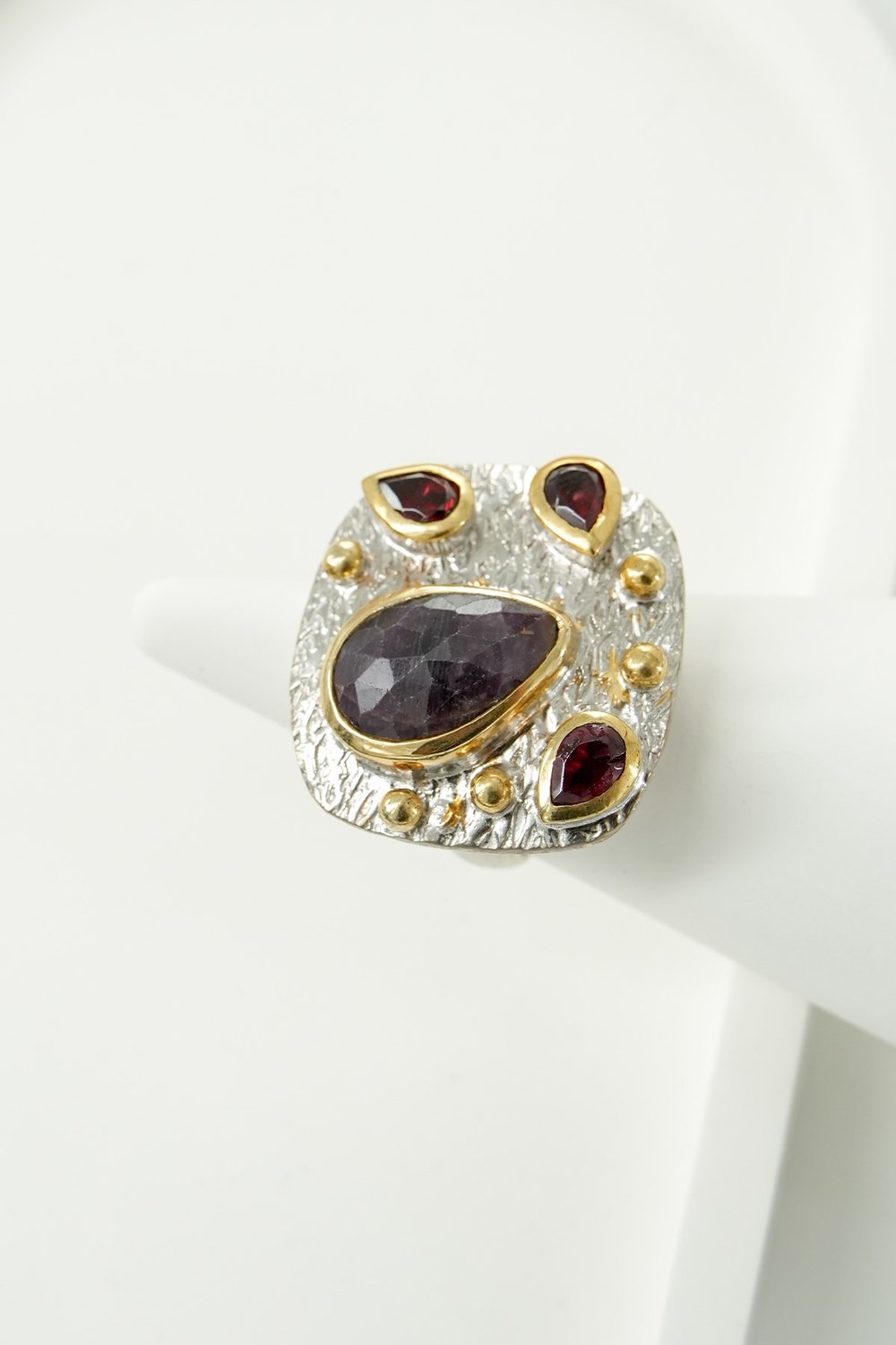 Ruby & Garnet Taşlı Gümüş Yüzük