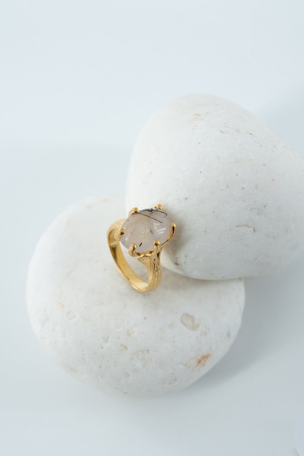 Rutil Quartz Taşlı Gümüş Yüzük 