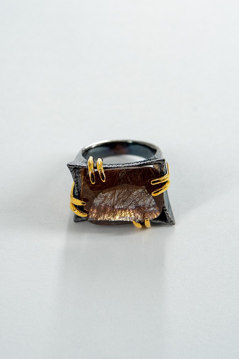 Rutil Quartz Taşlı Gümüş Yüzük