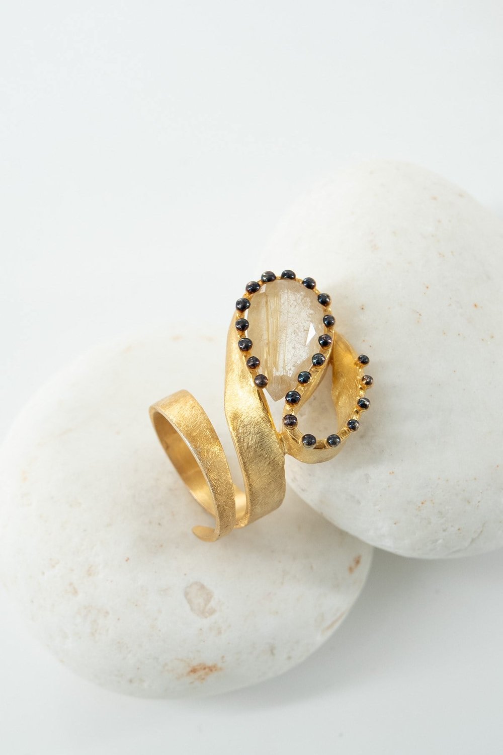 Rutil Quartz Taşlı Gümüş Yüzük