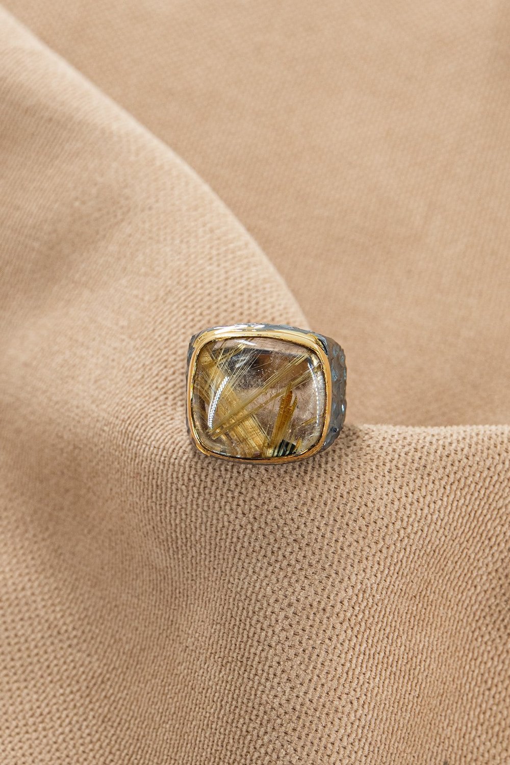 Rutil Quartz Taşlı Gümüş Yüzük