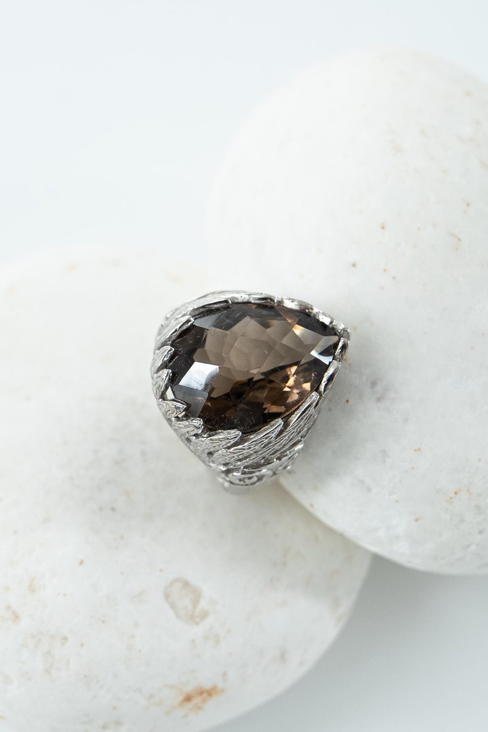 Smoky Quartz Taşlı Gümüş Yüzük