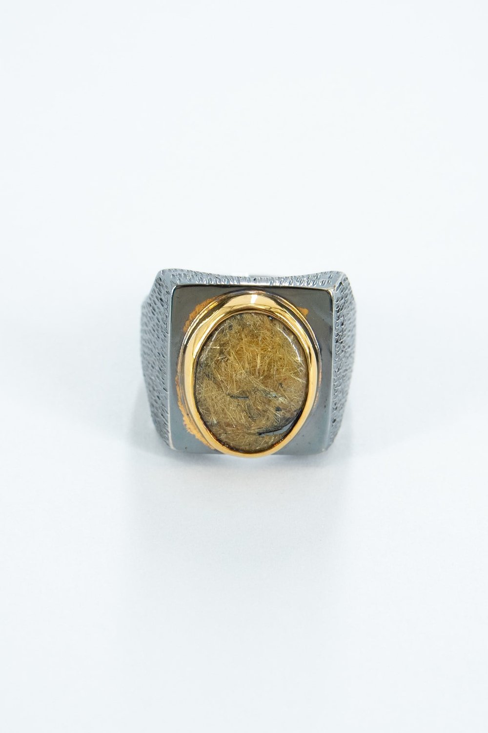 Star Gold Rutil Quartz Gümüş Yüzük