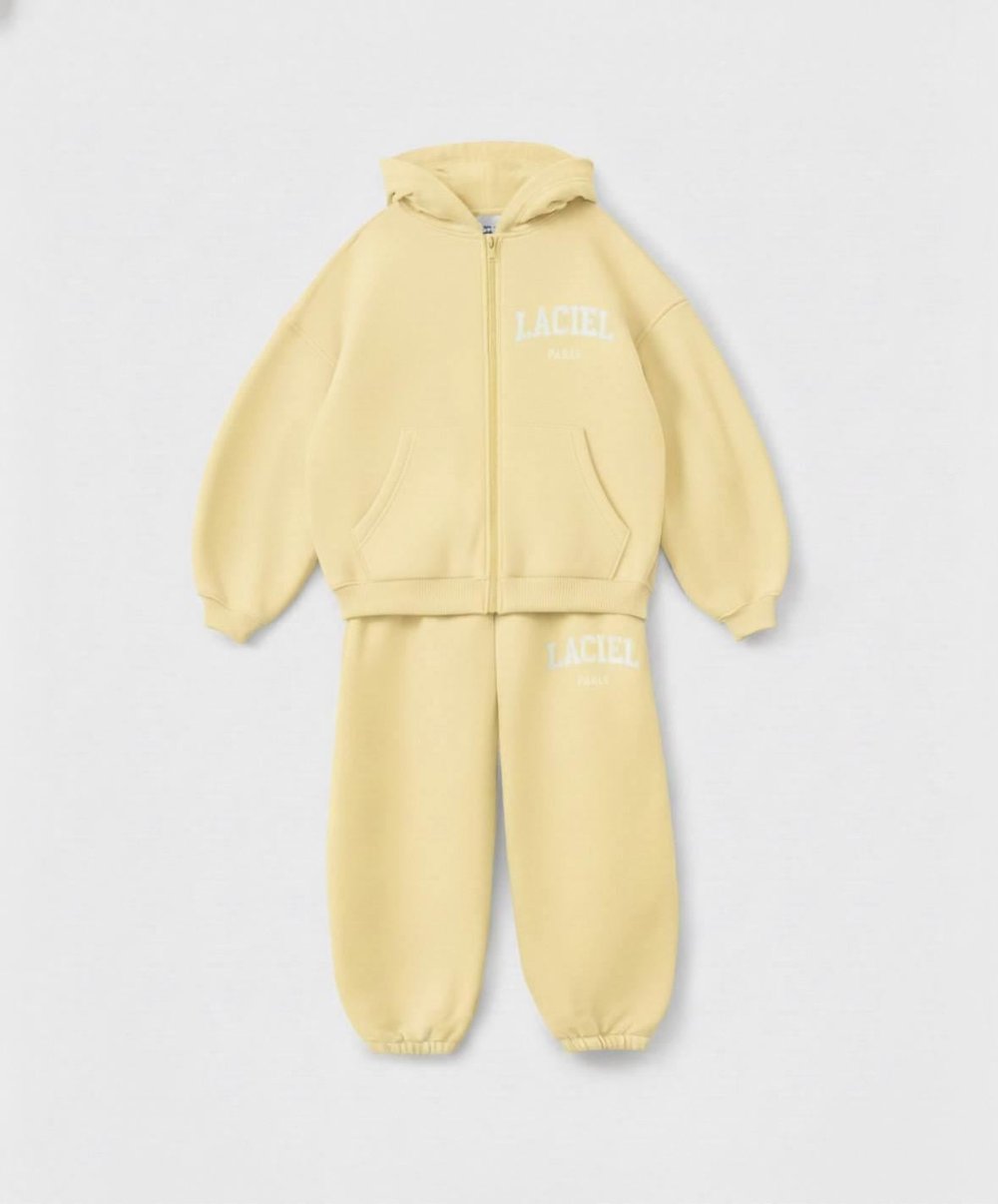 Çocuk Sarı Eşofman Takımı – Kapüşonlu Sweat, Pantolon 2Li Takım
