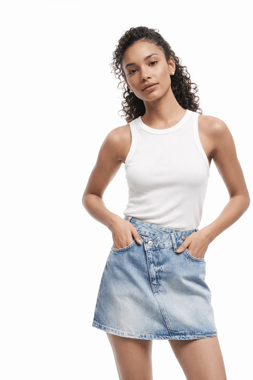 Kadın Yüksek Bel Denim Mini Etek – Günlük Şık Rahat Jean Etek