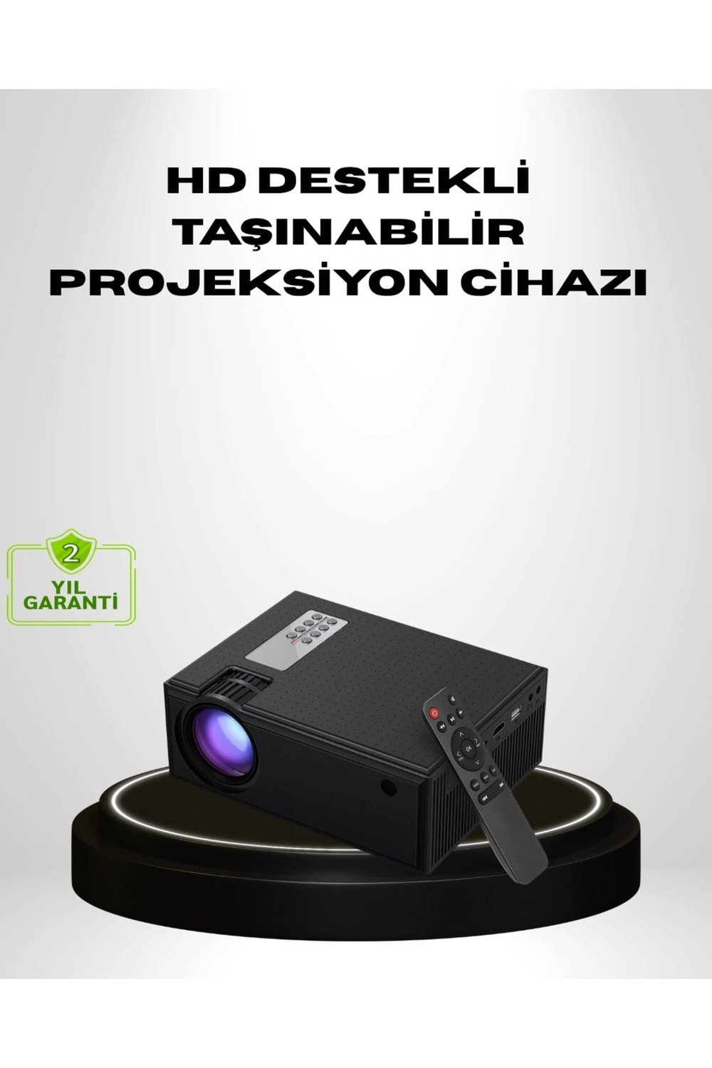 1080p Full HD Taşınabilir Projeksiyon Cihazı LED Işıklı Uzaktan Kumandalı