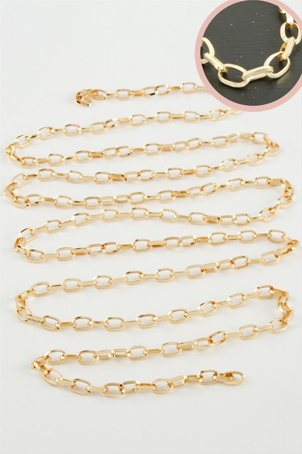 1592726739 4 mm Oval Zincir (222627) 1 metre-Sarı