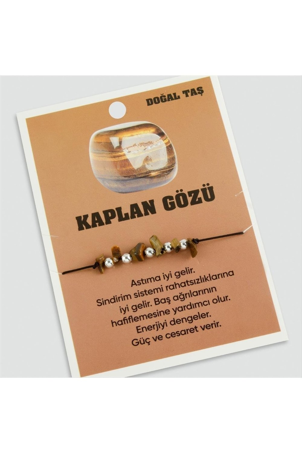 1593227739 Kaplangözü Doğaltaşlı (212732) İp Bileklik-Kahverengi