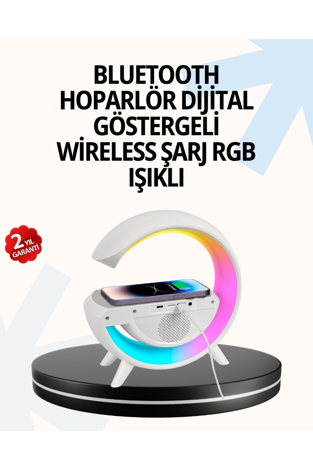 15W Hızlı Şarj Destekli LED Atmosfer Işığı ve Alarm Fonksiyonlu Lamba