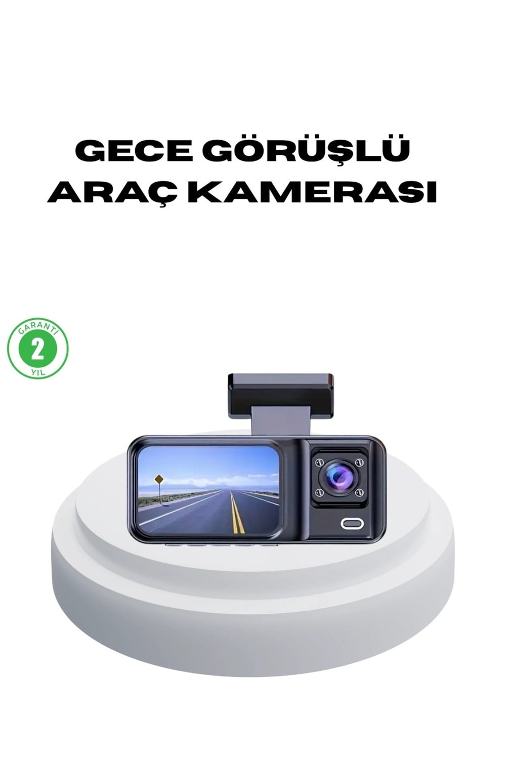 170° Geniş Açılı 3 Kameralı Araç İçi Kayıt Cihazı Gece Görüşlü