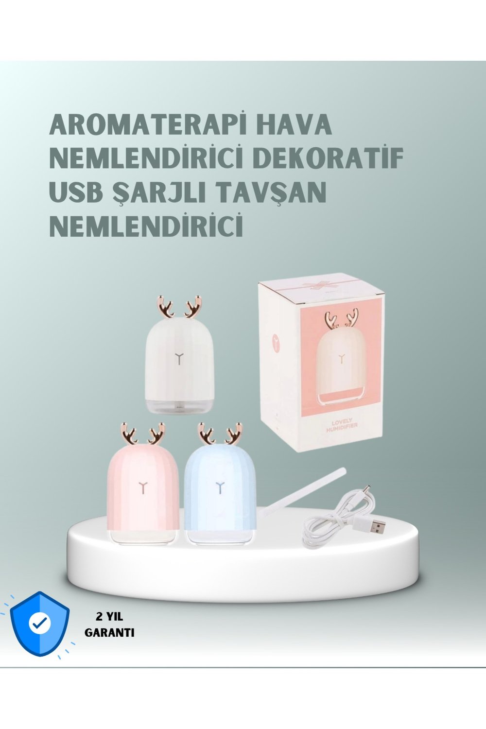 200 ml Tavşan Kulaklı Ultrasonik Hava Nemlendirici ve Gece Lambası