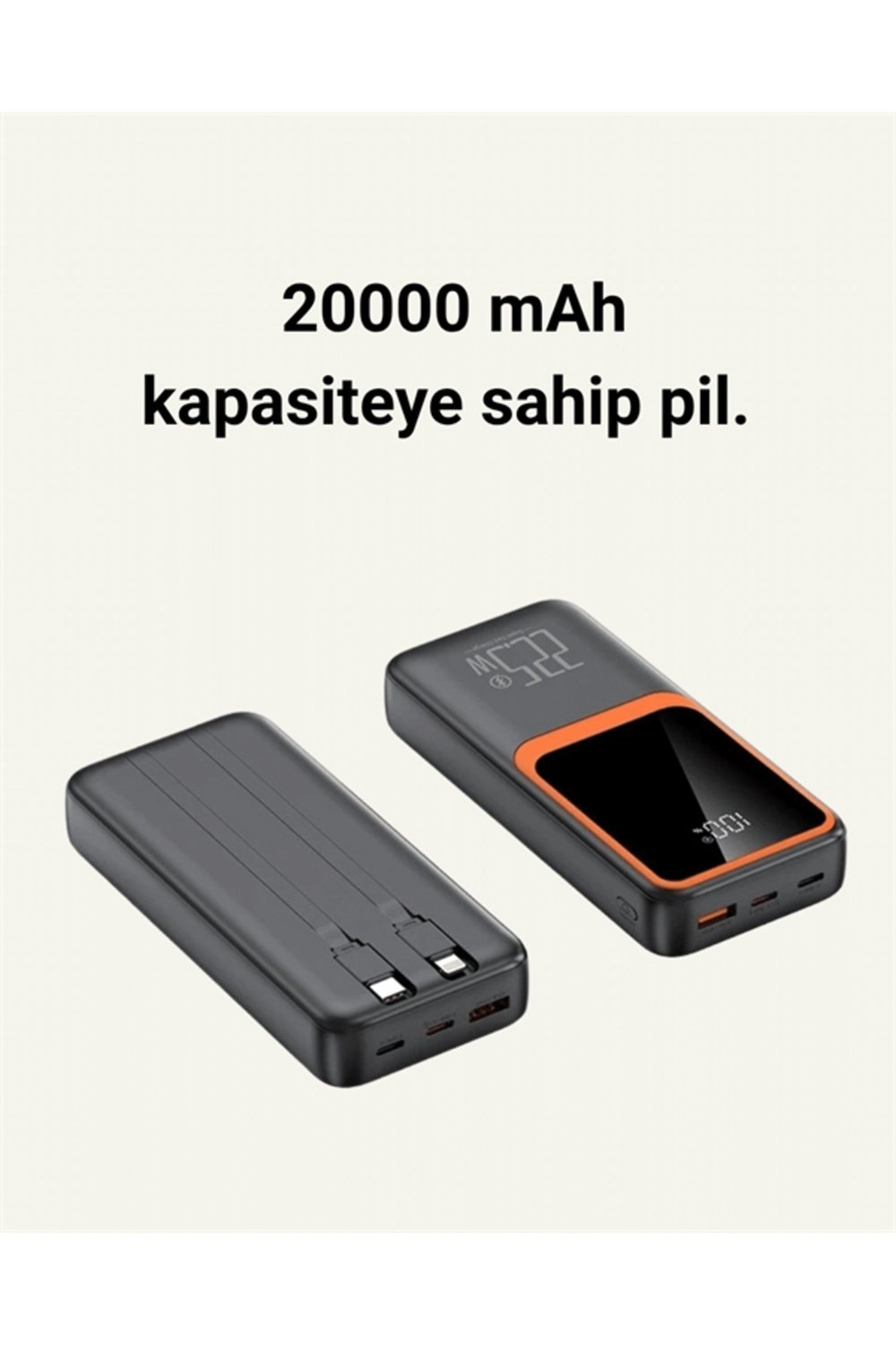 20000 mAh Taşınabilir Powerbank | Çok Kablolu, Hızlı Şarj Destekli (22.5W)